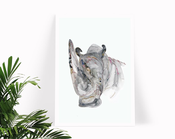 Rhino Art | Rhinoceros Poster | Rhinocéros Artwork | Rhino Gifts | Rhinoceros Gifts | Wildlife Art | Nursery Wall Art