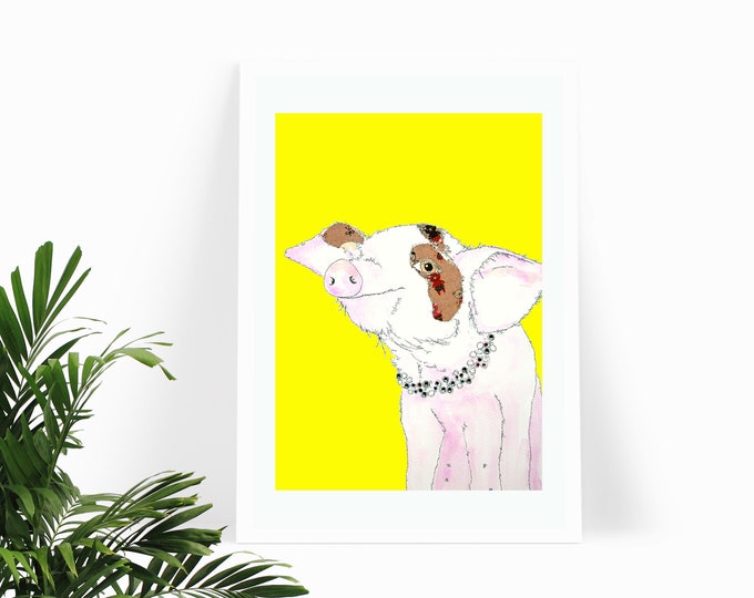 Pig Artwork | Pig Art | Piglet drawing | Piglet Print | Piglet gift | Funny Pig Art | Animal art | Animal Wall Art
