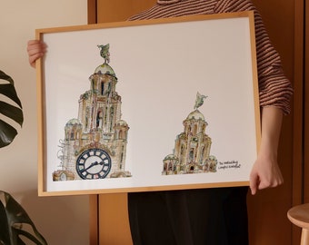 Royal Liver Building | Liverpool Waterfront | Liver Building | Liverpool Art | Liver Bird Print | LiverBirds | Liverpool Gift | Art
