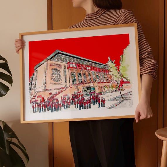 Red Anfield football gift | Football lover Gift | Liverpool Gift | Liverpool Print | Anfield Stadium Art | Anfield Poster | Football Gift