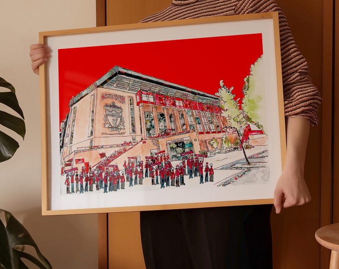 Red Anfield football gift | Football lover Gift | Liverpool Gift | Liverpool Print | Anfield Stadium Art | Anfield Poster | Football Gift