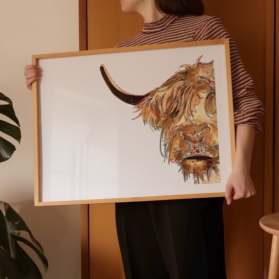 Highland Cow Gift | Highland Cow Print | Highland Cow Poster | Colourful Highland Cow art | Highland Cow Picture | Highland Cow Wall Art