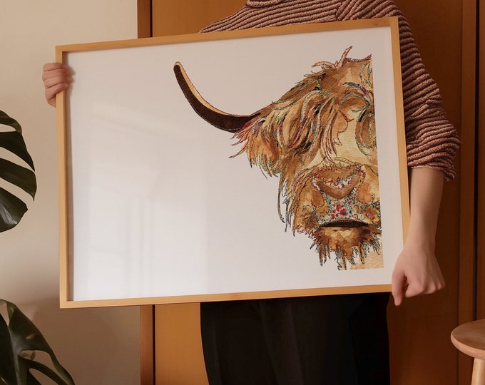 Highland Cow Gift | Highland Cow Print | Highland Cow Poster | Colourful Highland Cow art | Highland Cow Picture | Highland Cow Wall Art
