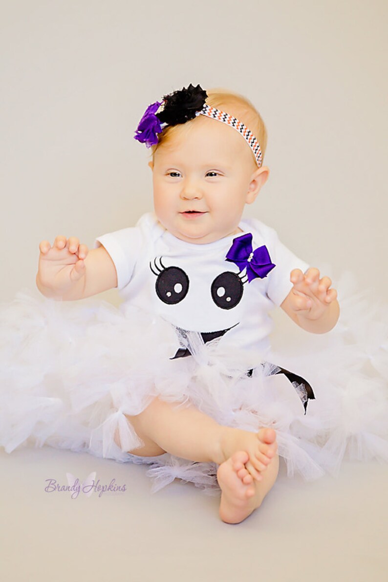 Girls Ghost Costume HA01 Handmade Ghost Headband GHOST Baby Girl TUTU Dress with Tulle Tutu Skirt Baby or Toddler Girl HALLOWEEN Costume