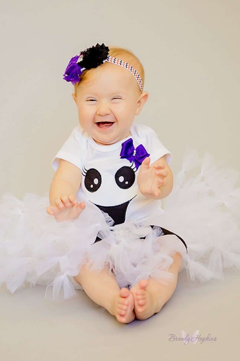 Girls Ghost Costume HA01 Handmade Ghost Headband GHOST Baby Girl TUTU Dress with Tulle Tutu Skirt Baby or Toddler Girl HALLOWEEN Costume