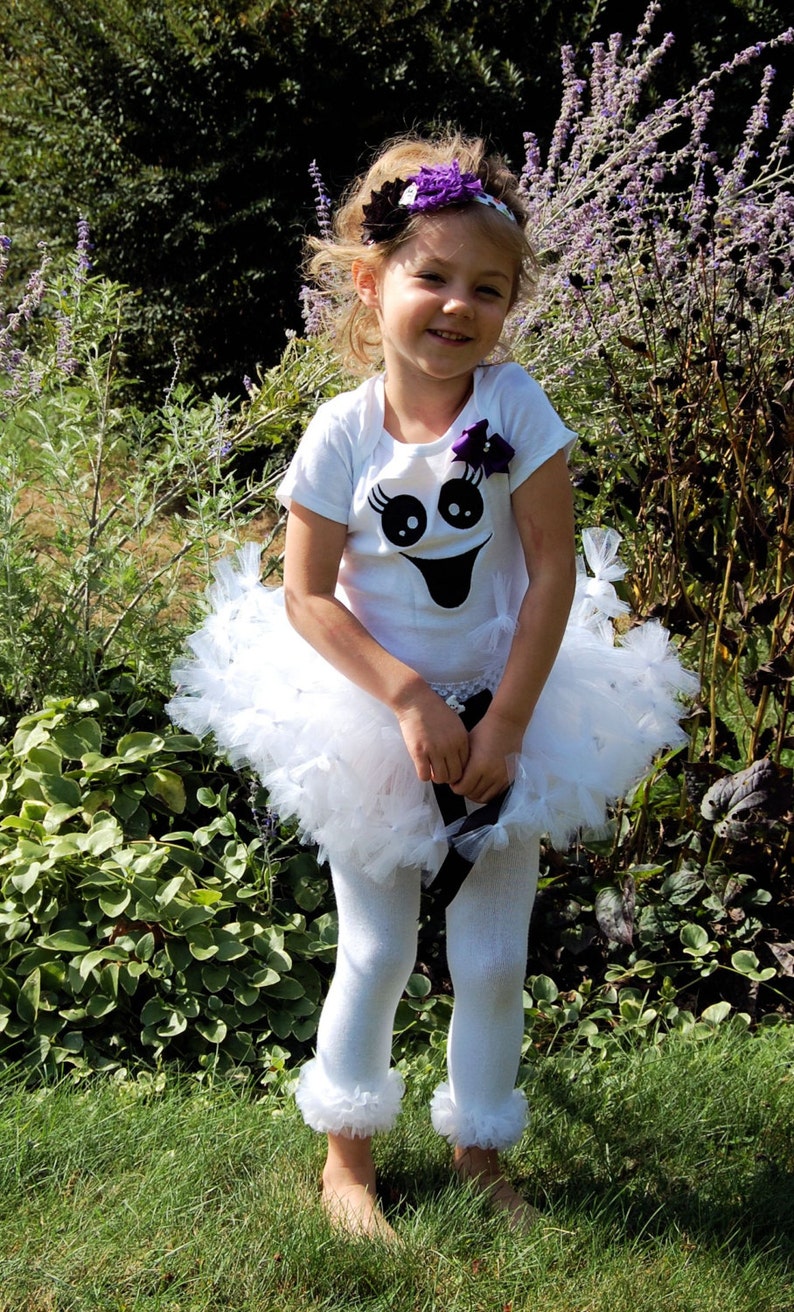 Girls Ghost Costume HA01 Handmade Ghost Headband GHOST Baby Girl TUTU Dress with Tulle Tutu Skirt Baby or Toddler Girl HALLOWEEN Costume