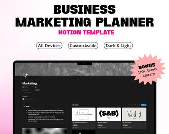 Business Marketing Planner Notion Template | Content Calendar for Freelancers and Multi-Brand Small Business Owners