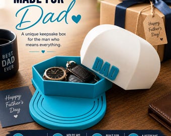 Personalized Flat Bill Cap Keepsake Box | Hidden Organizer for Dad's Essentials