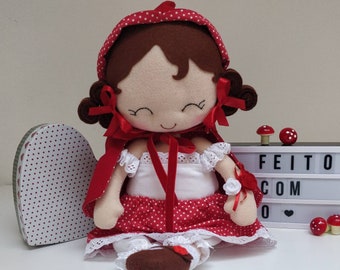 Red riding hood doll, rag doll, handmade doll, felt doll, nursery decor,