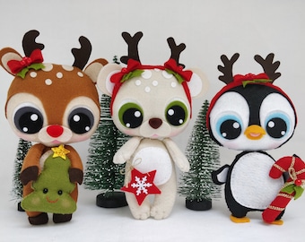 Rentier, Eisbär und Pinguin Damen, Weihnachtsschmuck pdf Anleitungen