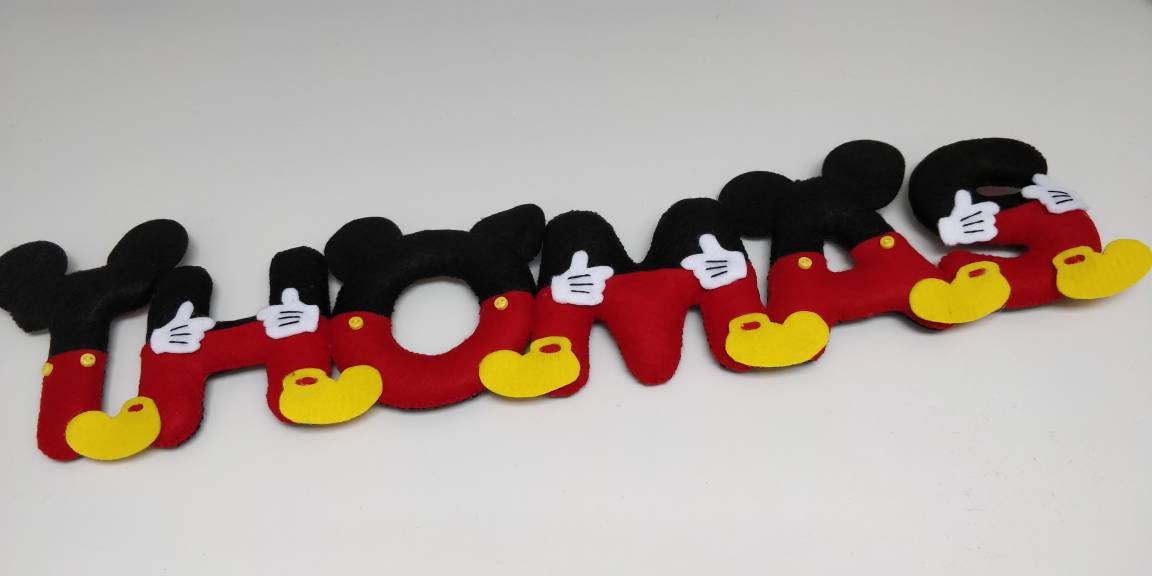 Mickey Feutre Bannière Nom/Signe Décor Mural Porte Suspendu de Pépinière Babyroom Mickey