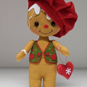 Felt gingerbread doll, Christmas ornaments, gingerbread centerpiece, Felt Christmas decorations, cute Gingerbread image 1