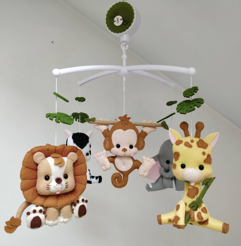 Safari Baby Musical Mobile Crib Mobile Nursery Decor Jungle Etsy