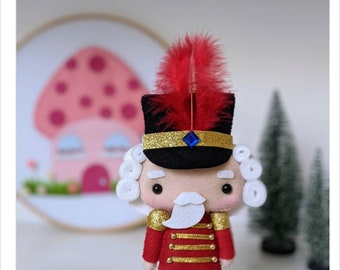 Felt Nutcracker Ornament PDF Pattern: DIY Christmas Doll (7 inch)
