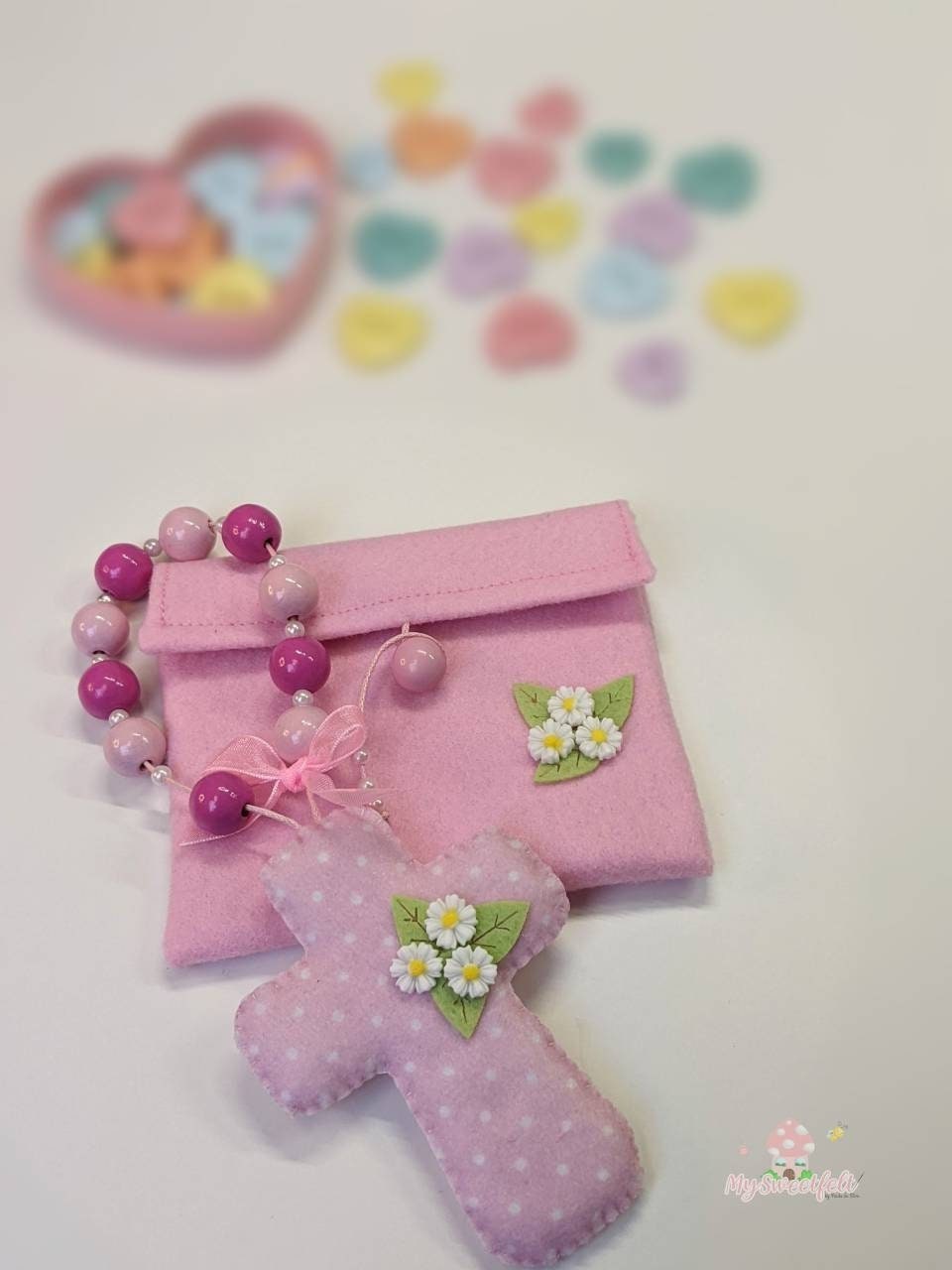 Chapelet de Prière Fait à La Main, Chapelet, Feutre, Faveurs 1Ère Communion, Cadeaux Fête Des Mères,