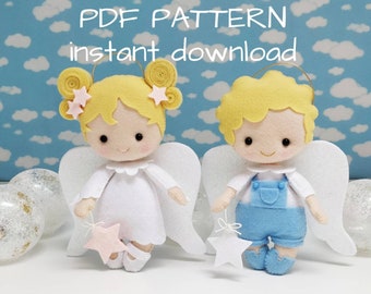 Meine Engelchen Filz PDF MUSTER (Mädchen und Jungen Puppen), Stoffpuppenanleitung, DIY Puppenanleitung