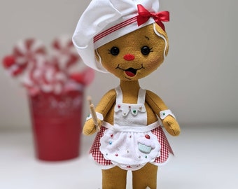 Gingerbread cook doll, Christmas decorations, felt doll, gingerbread girl