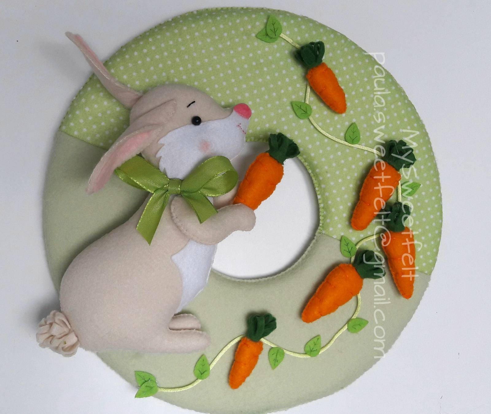 Couronne de Pâques en Feutre/Lapin Porte Cintre Couronne Pacques Décorations Feutrine