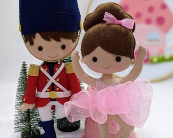 The steadfast tin soldier and the ballerina dolls / handmade felt doll / nursery decor / cake topper / baby shower / name banner / kids room