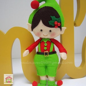 Cute Elf boy for Christmas decoration / Christmas felt ornament / X'mas tree / felt elf / lutin / Noël / decoration Noël