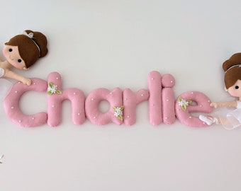 Ballerinas name banner / ballerinas / wall hanger / door hanger / nursery decor / girl room / felt letters / babyroom/ ballet/ danseuse