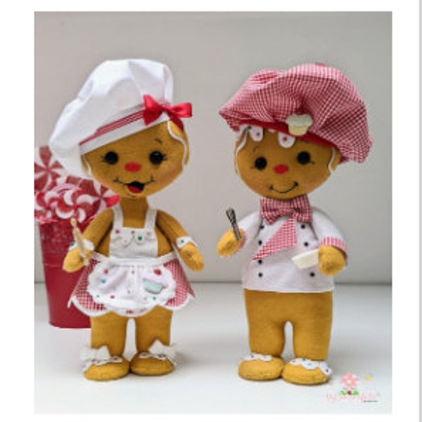 MODÈLES PDF pour les poupées de boulanger en pain d'épice en feutre, bricolage, poupée en feutre, ornements en feutre bricolage, modèle pdf de téléchargement instantané, motifs en feutre de Noël