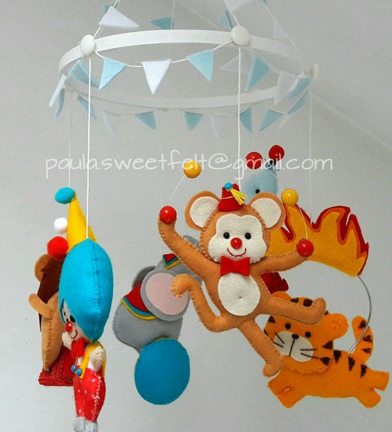 Circus Hanging Baby Mobile Crib Or Ceiling Circus Baby Mobile Clown Monkey Lion Tiger Elephant Sea Lion Horse