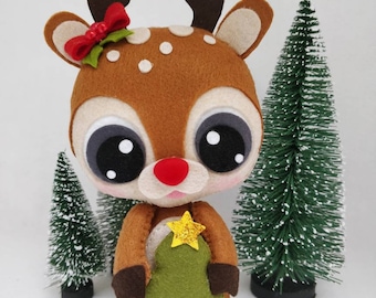 Cute Felt Reindeer Christmas Tree Ornament, Holiday Decor