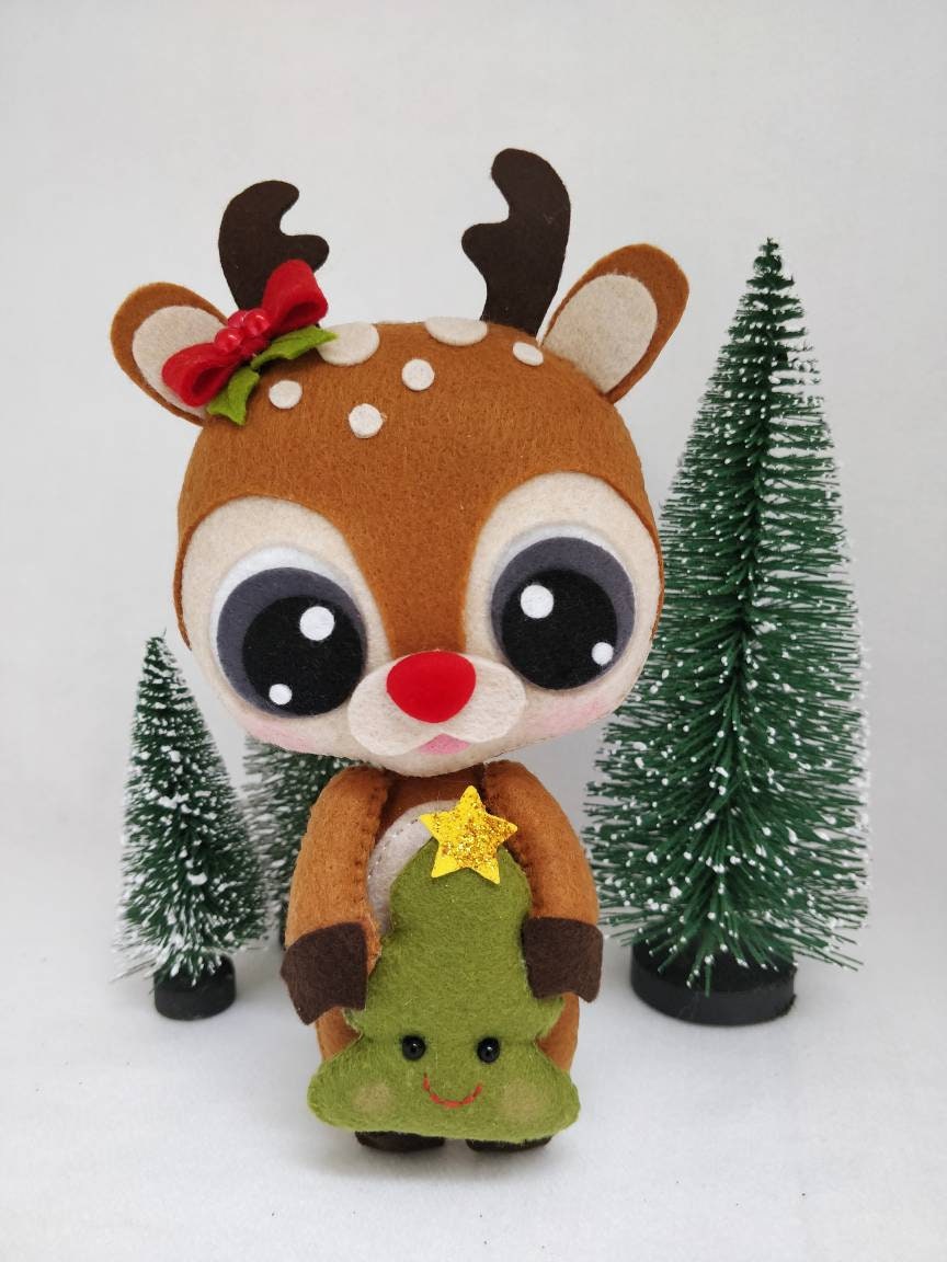 Ornement Mignon de Renne Feutre, Décoration Ornements d'arbre Noël, Renne