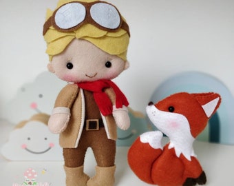 Boneco aviador pequeno príncipe, piloto, pequeno príncipe, inspiração St Exupéry, boneco de feltro, quarto de bebê, decoração