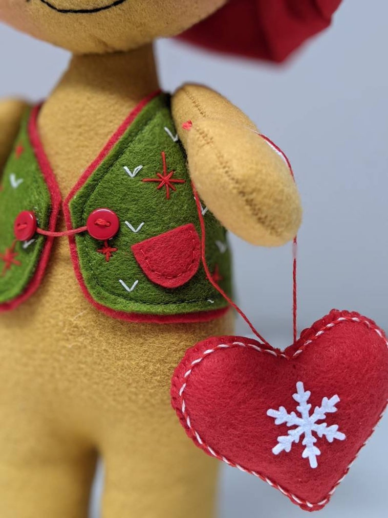 Felt gingerbread doll, Christmas ornaments, gingerbread centerpiece, Felt Christmas decorations, cute Gingerbread image 3