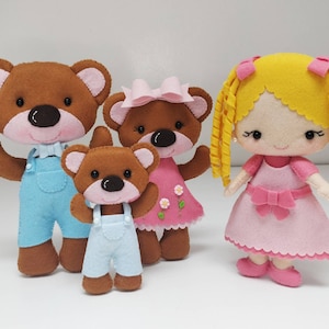 Goldilocks and the 3 Bears - decoration set / party decor / nursery decor / babyroom decor / fairy tale stories/ felt doll / baby shower