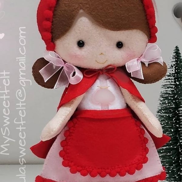 Red Riding Hood felt doll / Petit Chaperon Rouge / nursery decor / party decor /  felt doll / new born gift