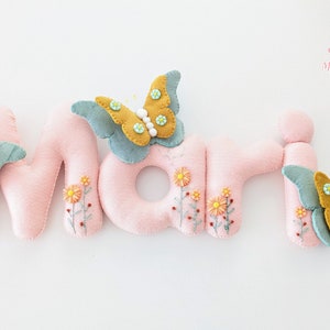 Butterflies felt name banner, nursery decor, girl room, door hanger