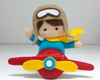 Little aviator for decoration/ nursery / roomdecor / party decor / cake topper / aviator  / plane