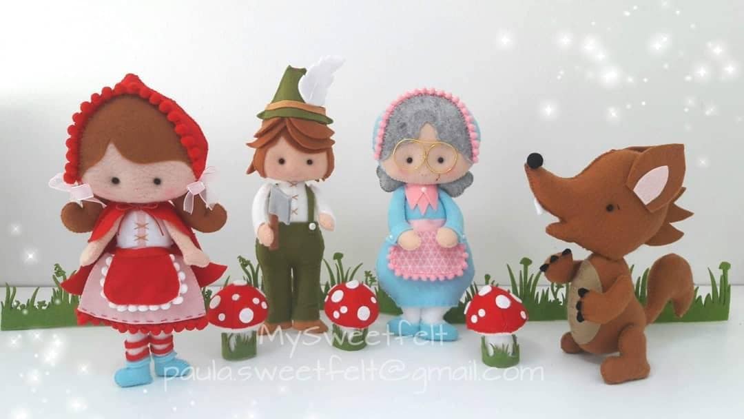 フェルトの赤ずきん人形：手作りの子供部屋飾り - Etsy 日本