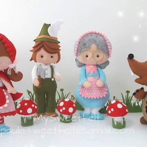 Felt dolls Little Red Riding Hood/ Granny / Woodman / Big Bad Wolf / Party decorations / Nursery decoration / baby shower /