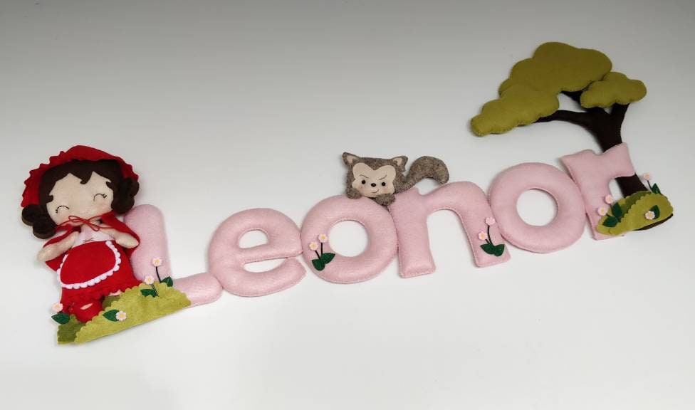 Bannière Rouge de Nom Capot d'équitation, Décor Mur, Cintre Porte, Grand Méchant Loup, Pépinière, Ch