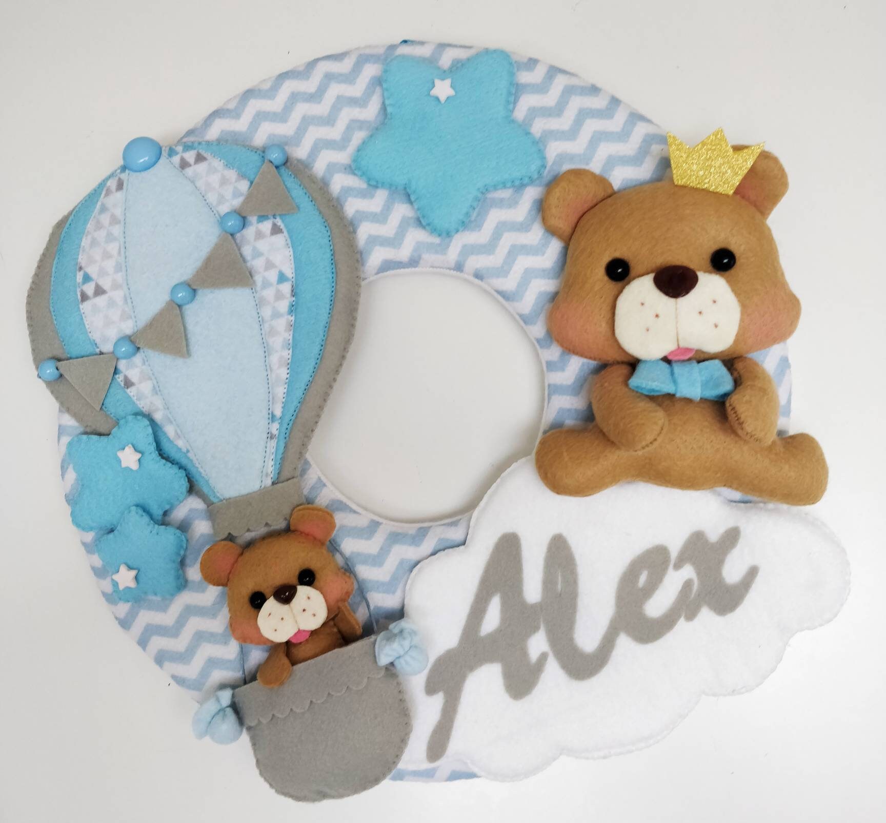 Cintre de Porte Pour Pépinière, Cintre d'ours en Peluche, Bannière Nom Bébé, Décoration Petit Ours, 