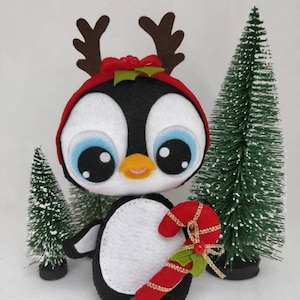 ペンギンのフェルト飾り、フェルトの装飾、ペンギン、クリスマスツリー、ペンギン