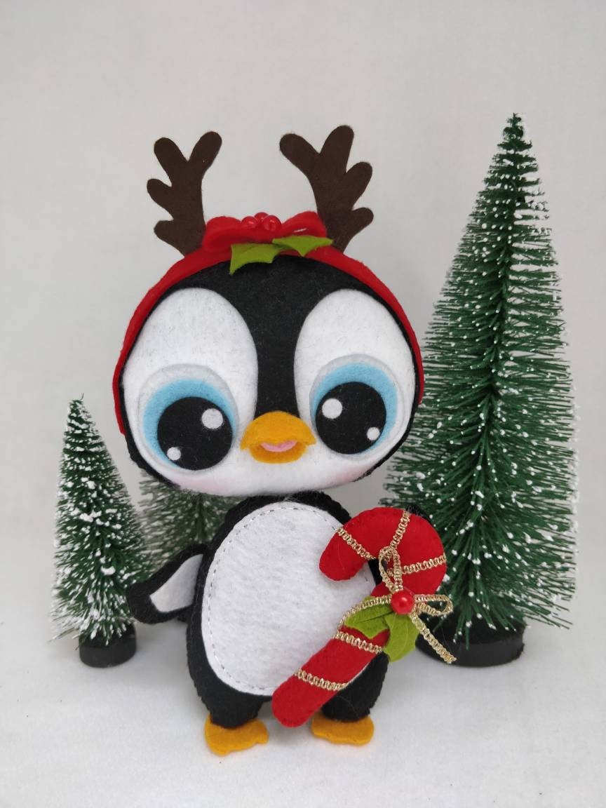 Ornement de Feutre Pingouin, Décorations Feutre, Arbre Noël, Pingouin