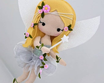 Little cute fairy doll, hanging decor, cupcake toppers, felt doll