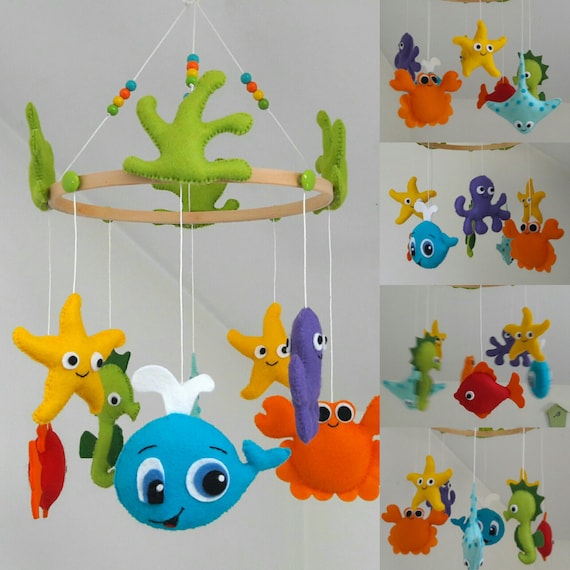 Hanging Crib Mobile Under The Sea Under The Sea Animals Ceiling Mobile Cot Mobile Sea Animals Crabe Octopus 7 Whale Starfish