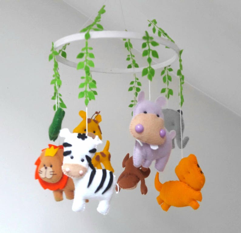 Safari hanging crib mobile / Wild animals baby mobile / Jungle Etsy