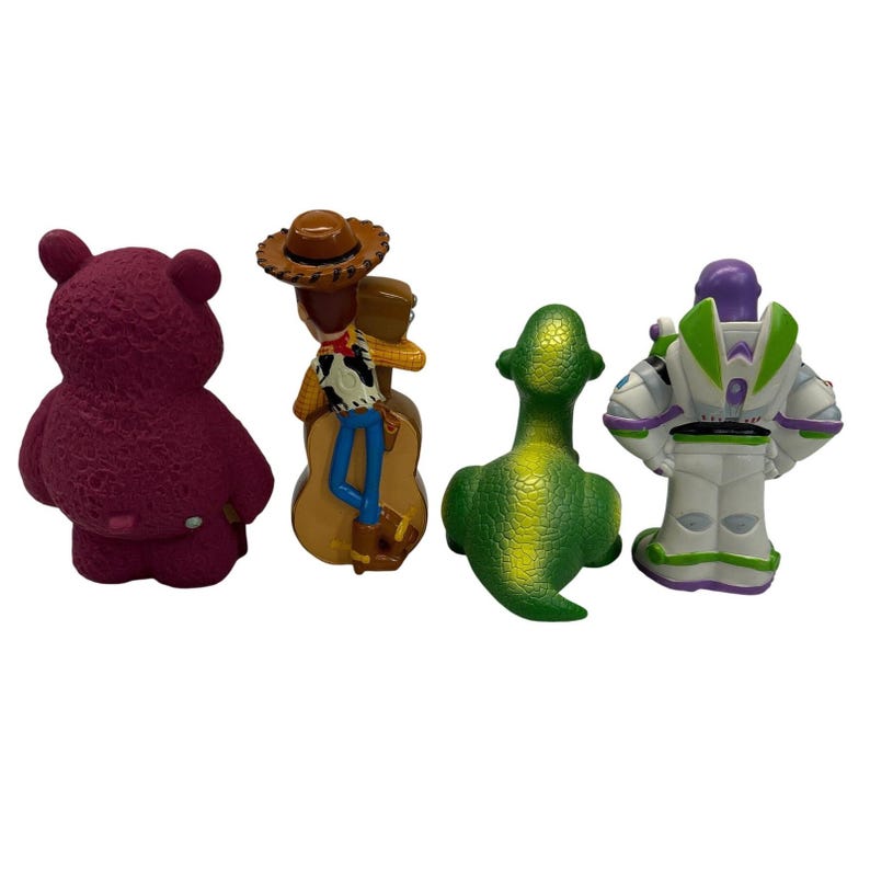 Vintage Disney Pixar Toy Story Bath Toys Buzz Woody Rex Lotso Figures Set of 4 image 2