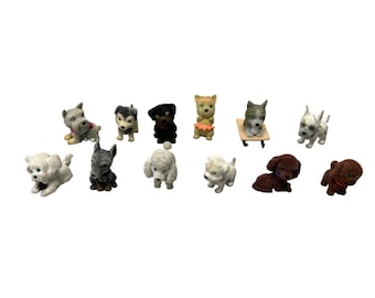 Vtg Puppy In My Pocket Flocked Dog Figurines Lot of 12 Puppy Miniatures