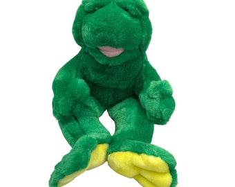 Vintage 1997 BAB Build-A-Bear Frog 18" Plush Green Yellow Floppy