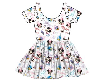 Sensational Sig's" FULL PRINT Scalloped Short Sleeve Tulle Twirlie (Pre-Order)