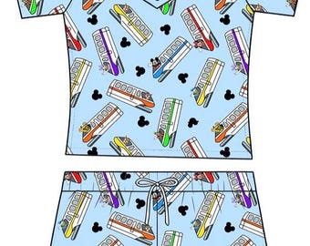 Monorail Magic" 2 Pc Short Sleeve Sleepie Set (Pre-Order)