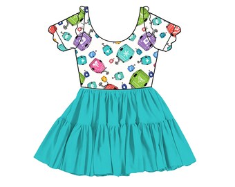 Princess Skyline Dreams" Scalloped Short Sleeve Tulle Twirlie (Pre-Order)